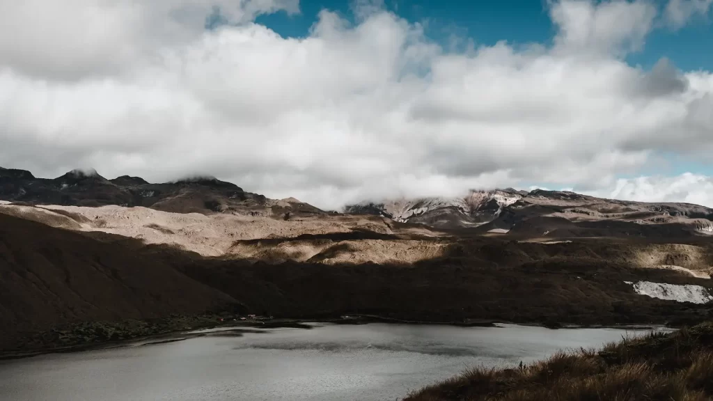 Laguna del Otún high mountain lake in Los Nevados National Park Colombia