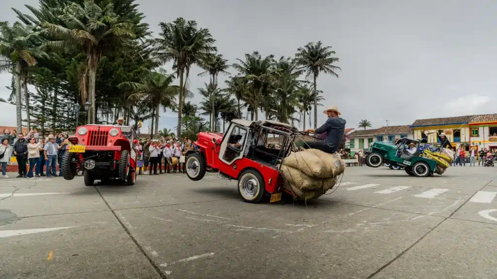 Yipao celebration with loaded jeeps on full display-Quindío identity