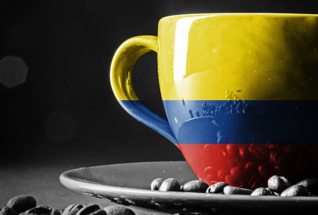 Coffee cup with the colors of the Colombian flag-Colombian Coffee