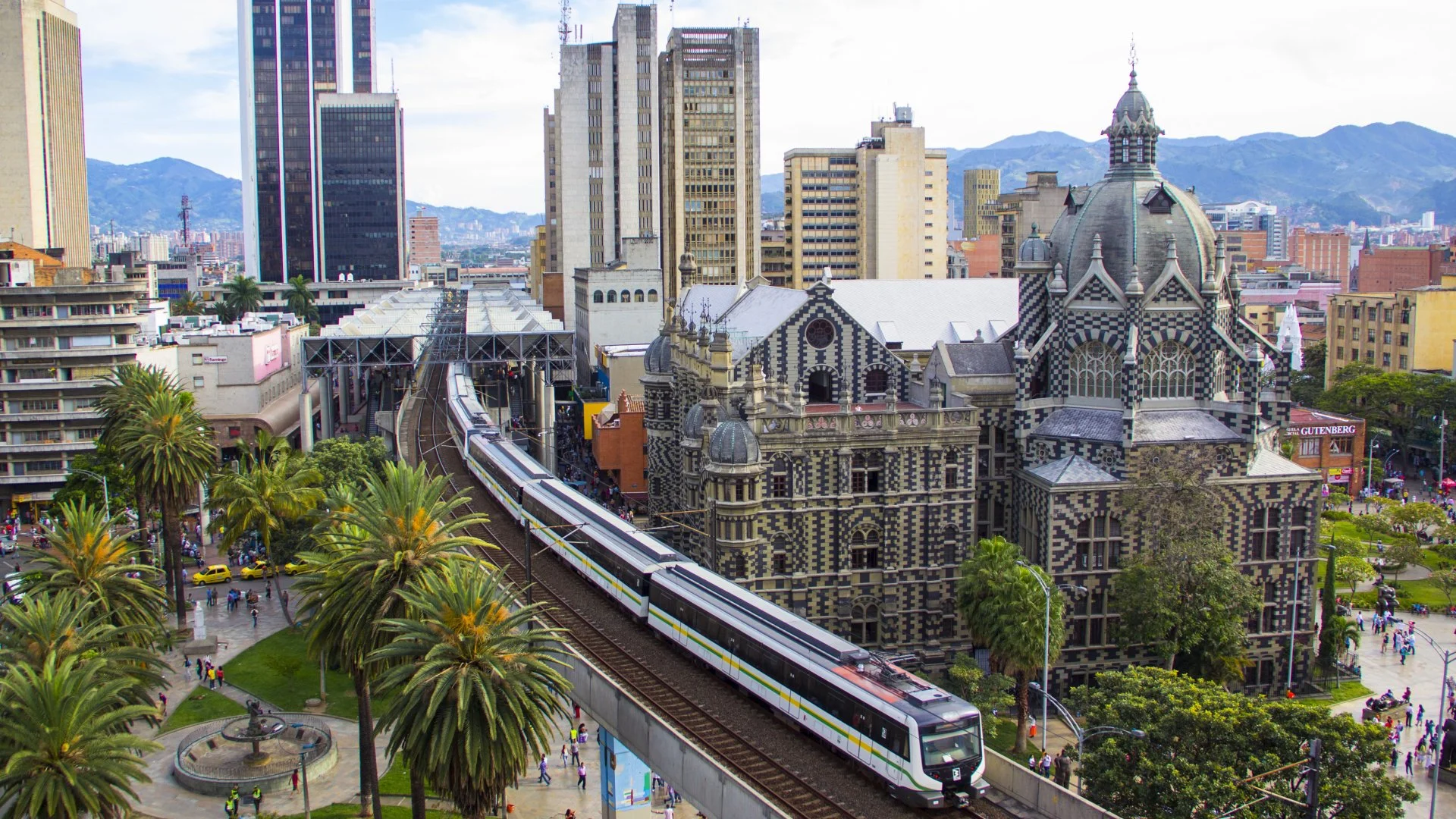 Overview of Medellín stretching between mountains-Colombia regions